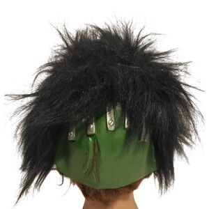 Rubie's Frankenstein Mask Costume Headpiece Green Latex Black Shaggy Hair